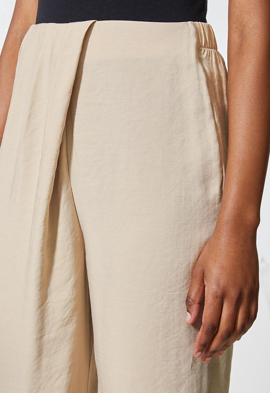 VELVET - Wrap over front tapered pant - beige 