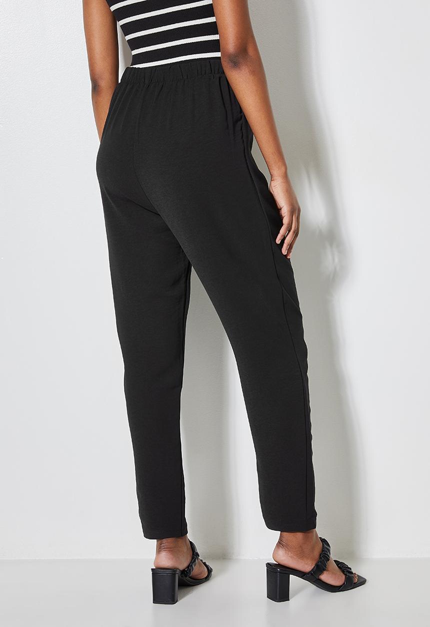 VELVET - Wrap over front tapered pant - black 