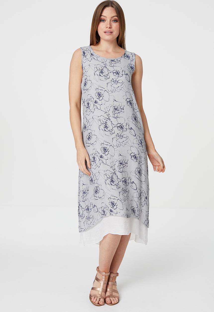 Stella Morgan - Floral sleeveless swing dress - grey
