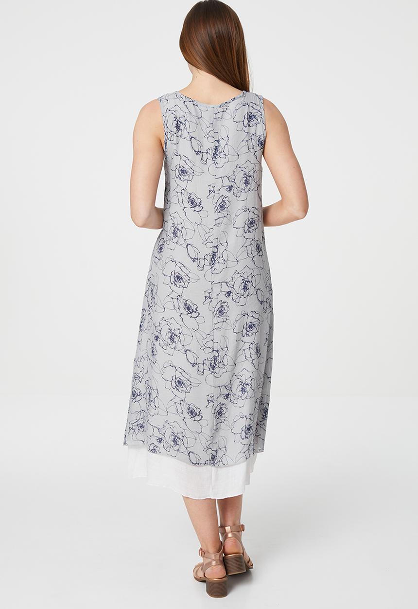 Stella Morgan - Floral sleeveless swing dress - grey