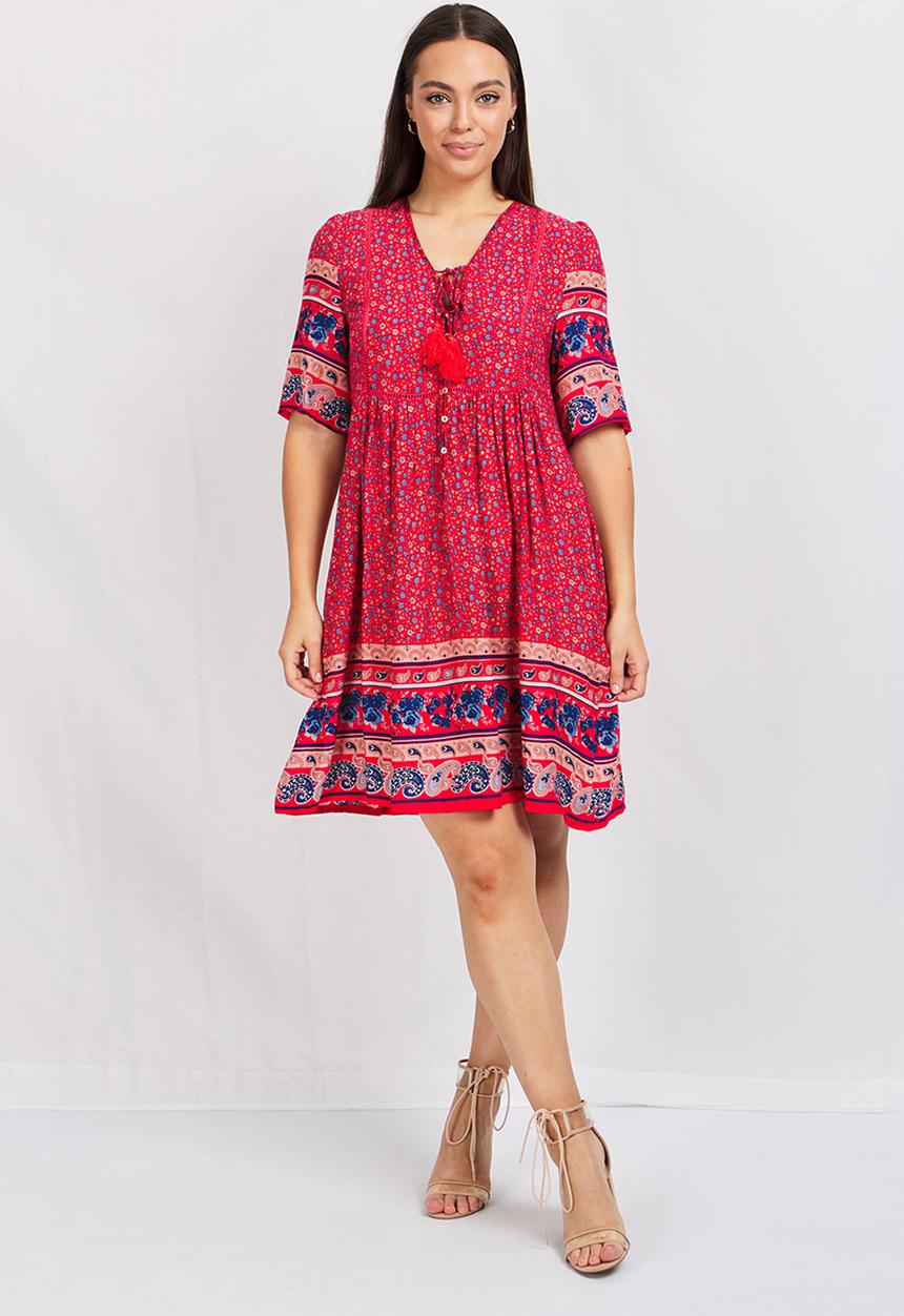 Stella Morgan - Floral print swing dress - multi red
