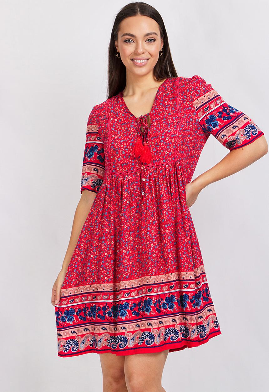 Stella Morgan - Floral print swing dress - multi red