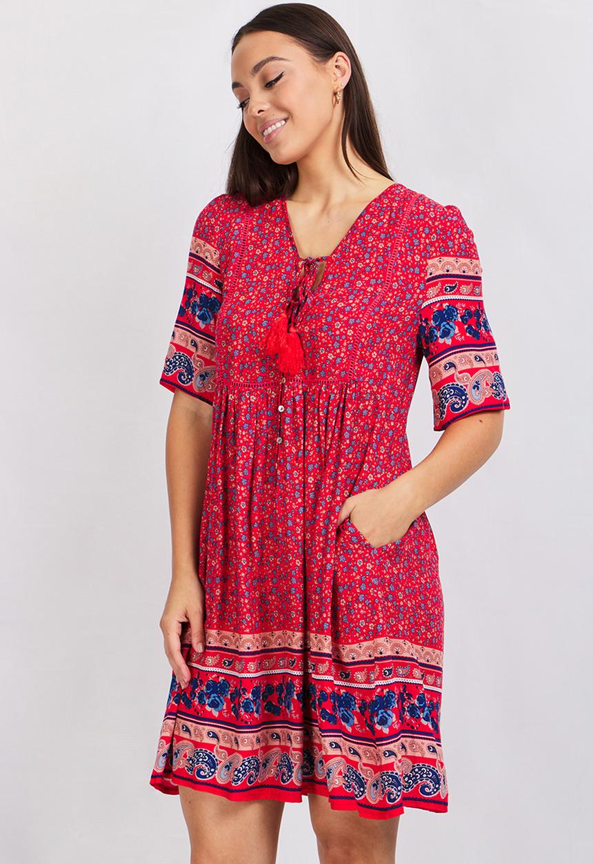 Stella Morgan - Floral print swing dress - multi red