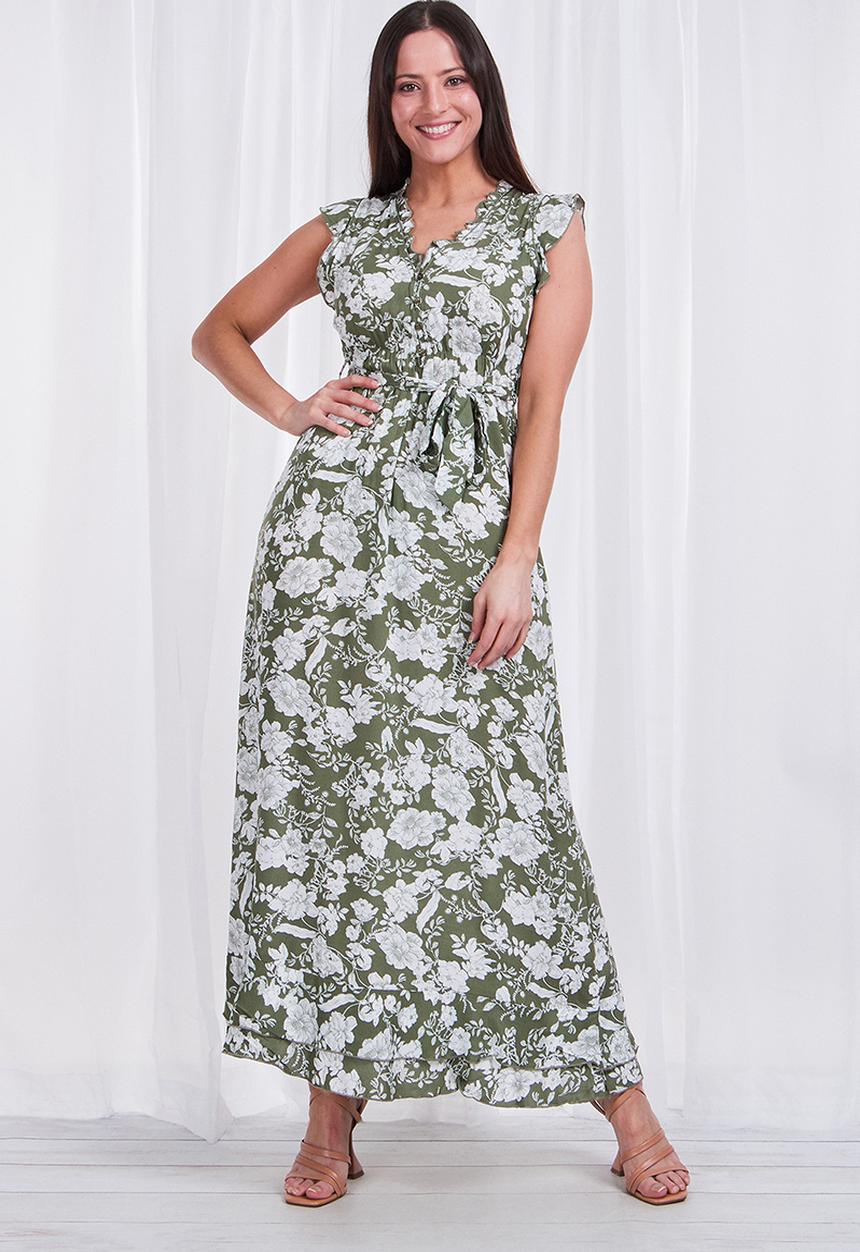 Stella Morgan - Floral sleeveless midi dress - sage