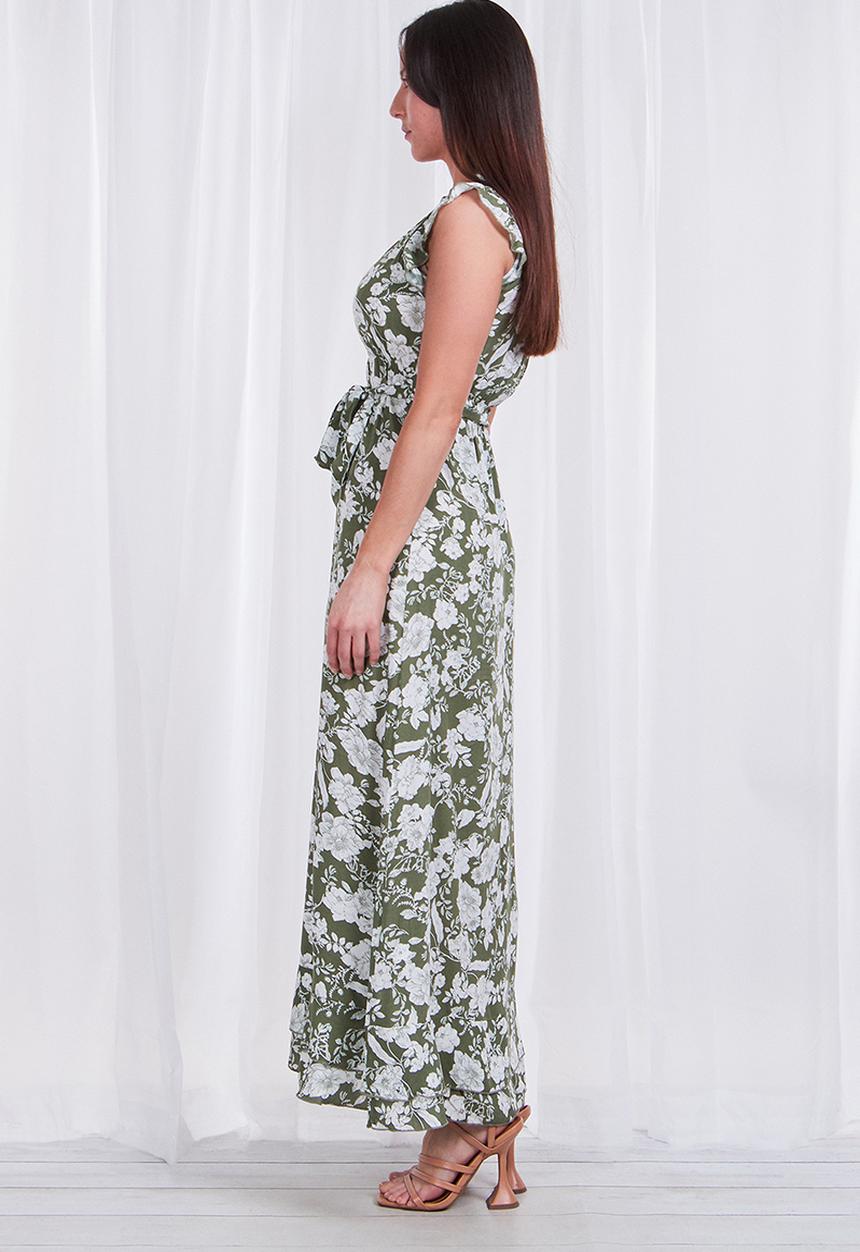 Stella Morgan - Floral sleeveless midi dress - sage