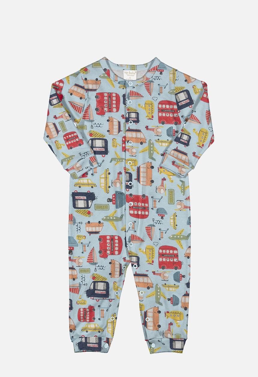 UP Baby - Printed basic babygrow - light blue