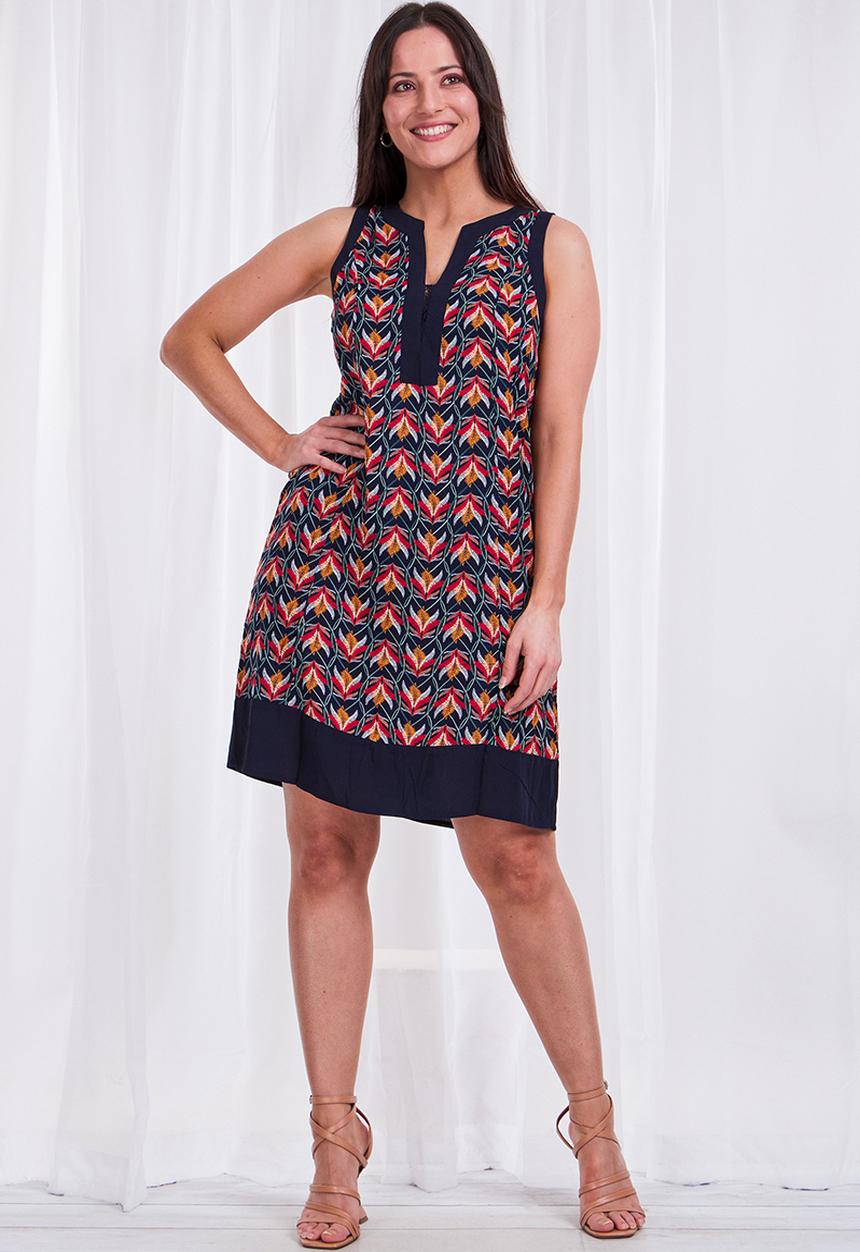 Stella Morgan - Retro print sleeveless shift dress - navy
