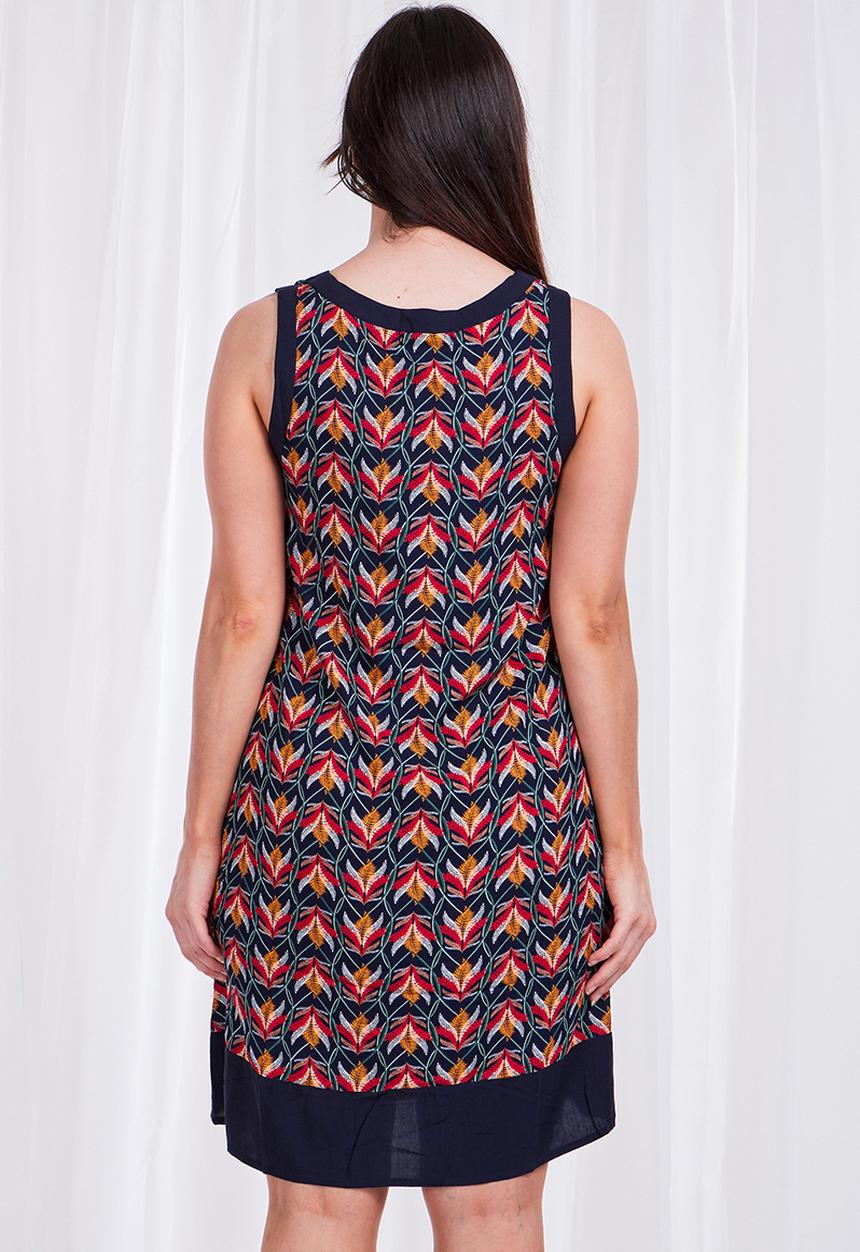 Stella Morgan - Retro print sleeveless shift dress - navy