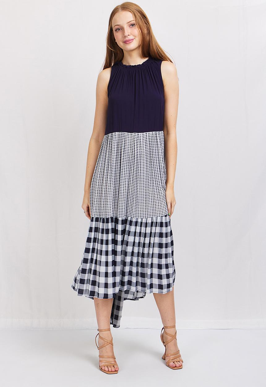Stella Morgan - Flared asymmetric smock dress - navy