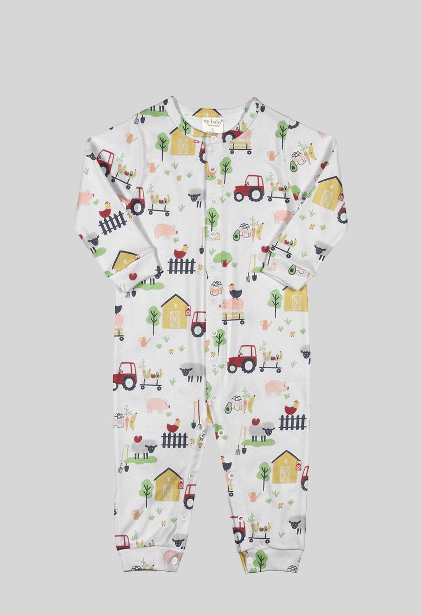 UP Baby - Printed basic babygrow - off white