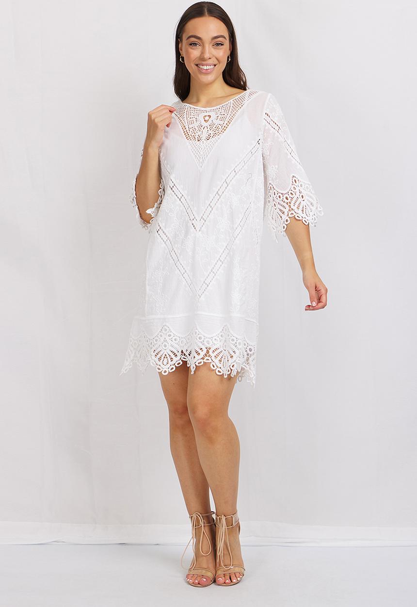Stella Morgan - Lace tunic top - white