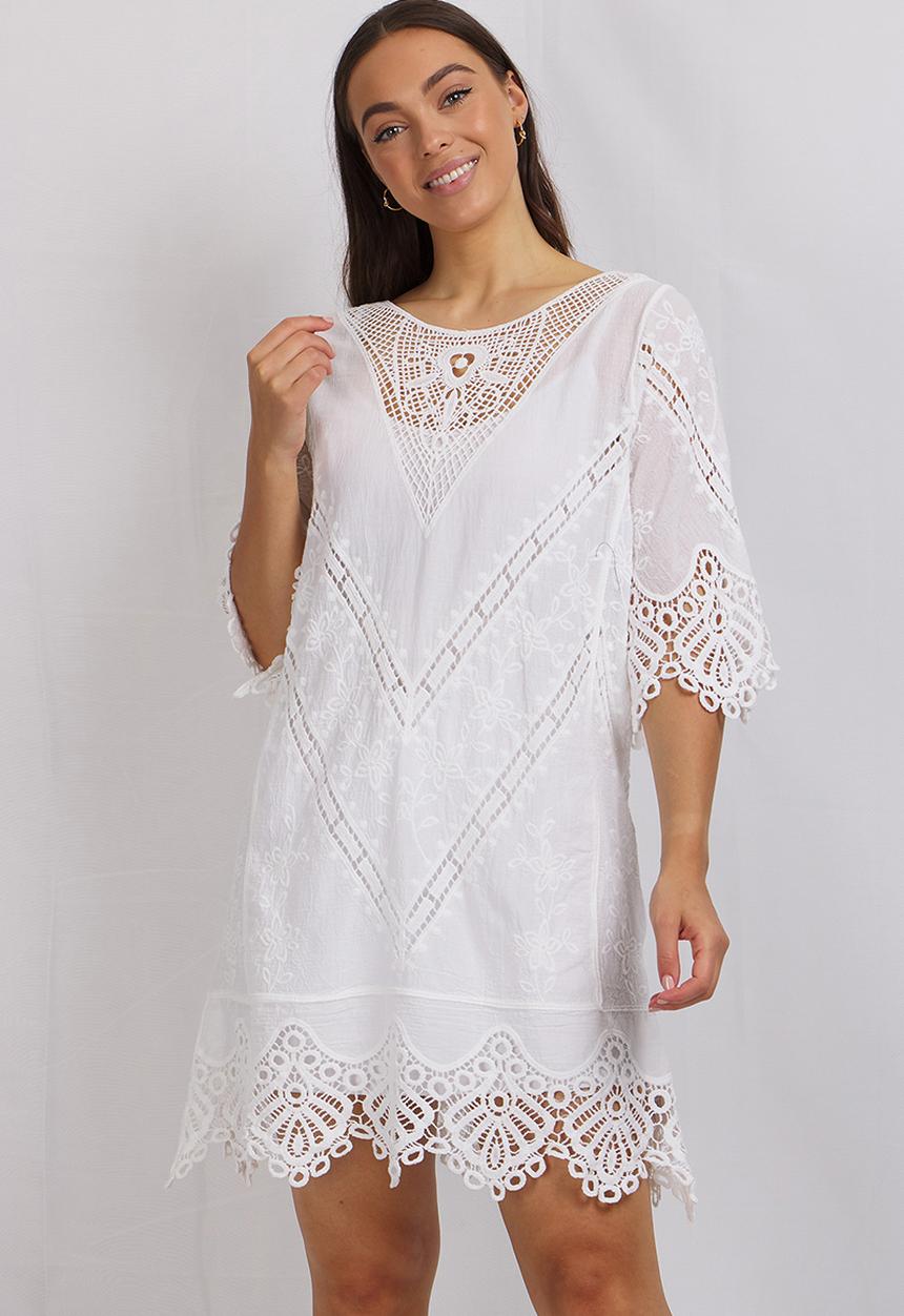 Stella Morgan - Lace tunic top - white