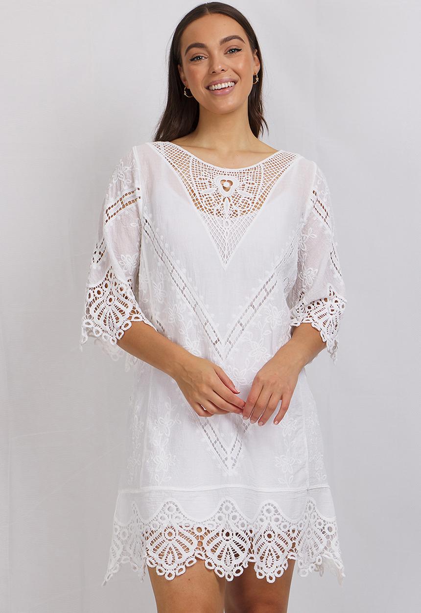 Stella Morgan - Lace tunic top - white