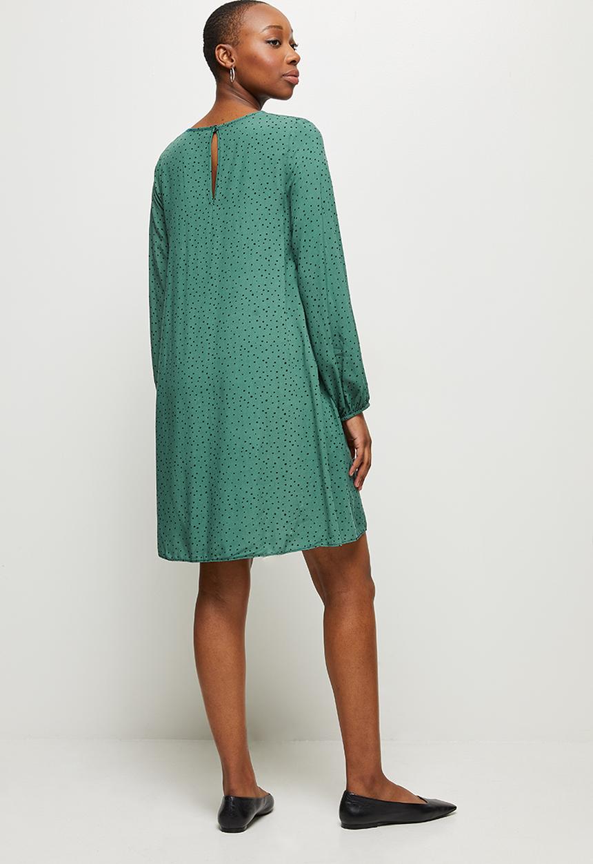 MILLA - Mini smock dress - green & black 