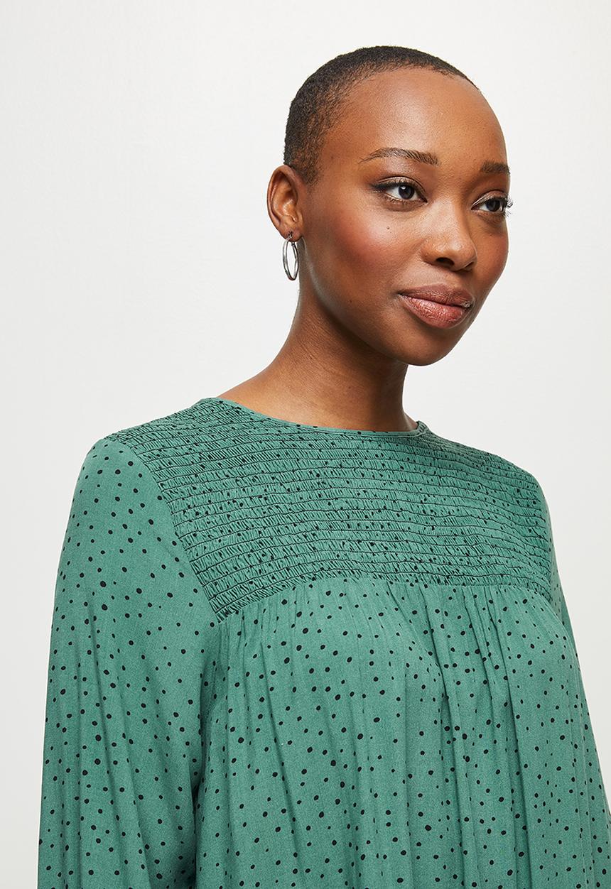 MILLA - Mini smock dress - green & black 