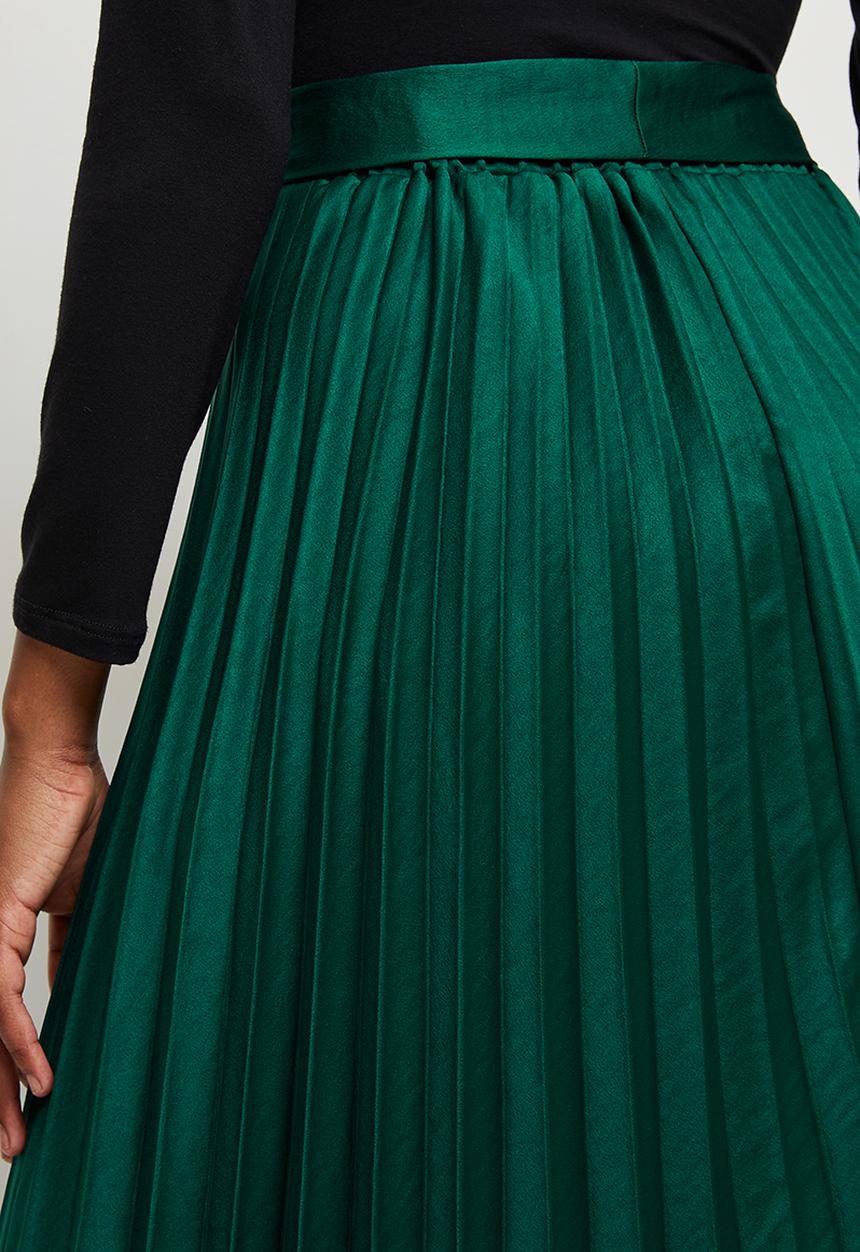 MILLA - Pleated skirt with ties - emerald