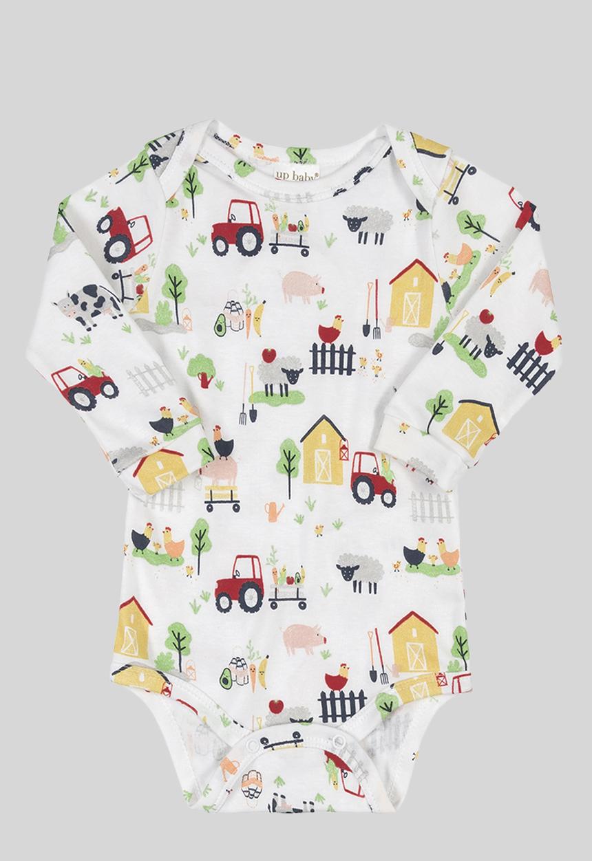 UP Baby - Printed basic long sleeve babygrow - off white