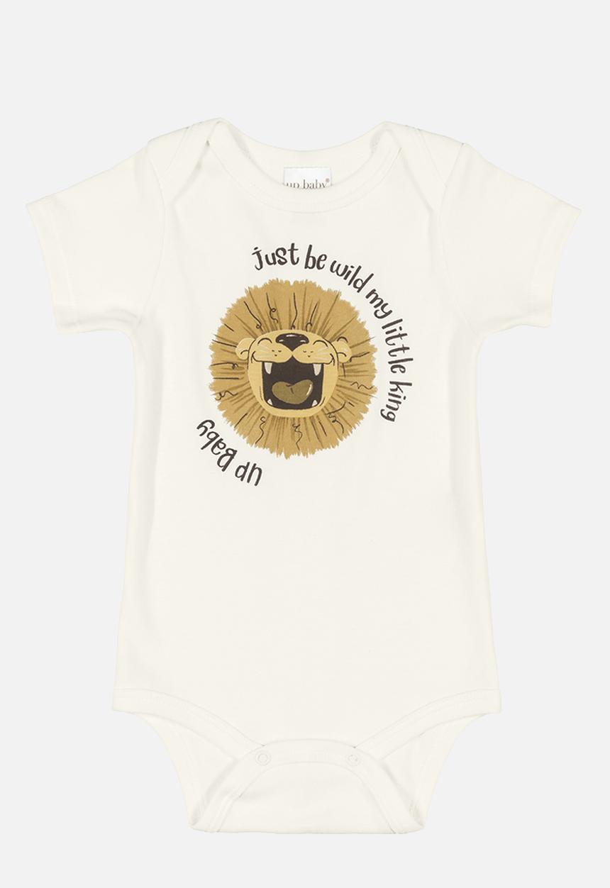 UP Baby - Printed babygrow - off white