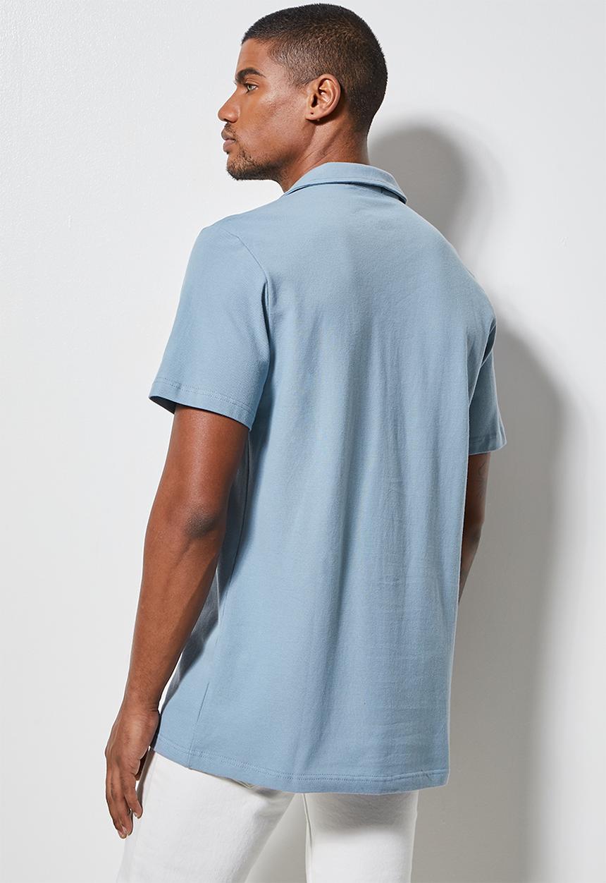 Superbalist - Pique knit resort shirt - dusky blue