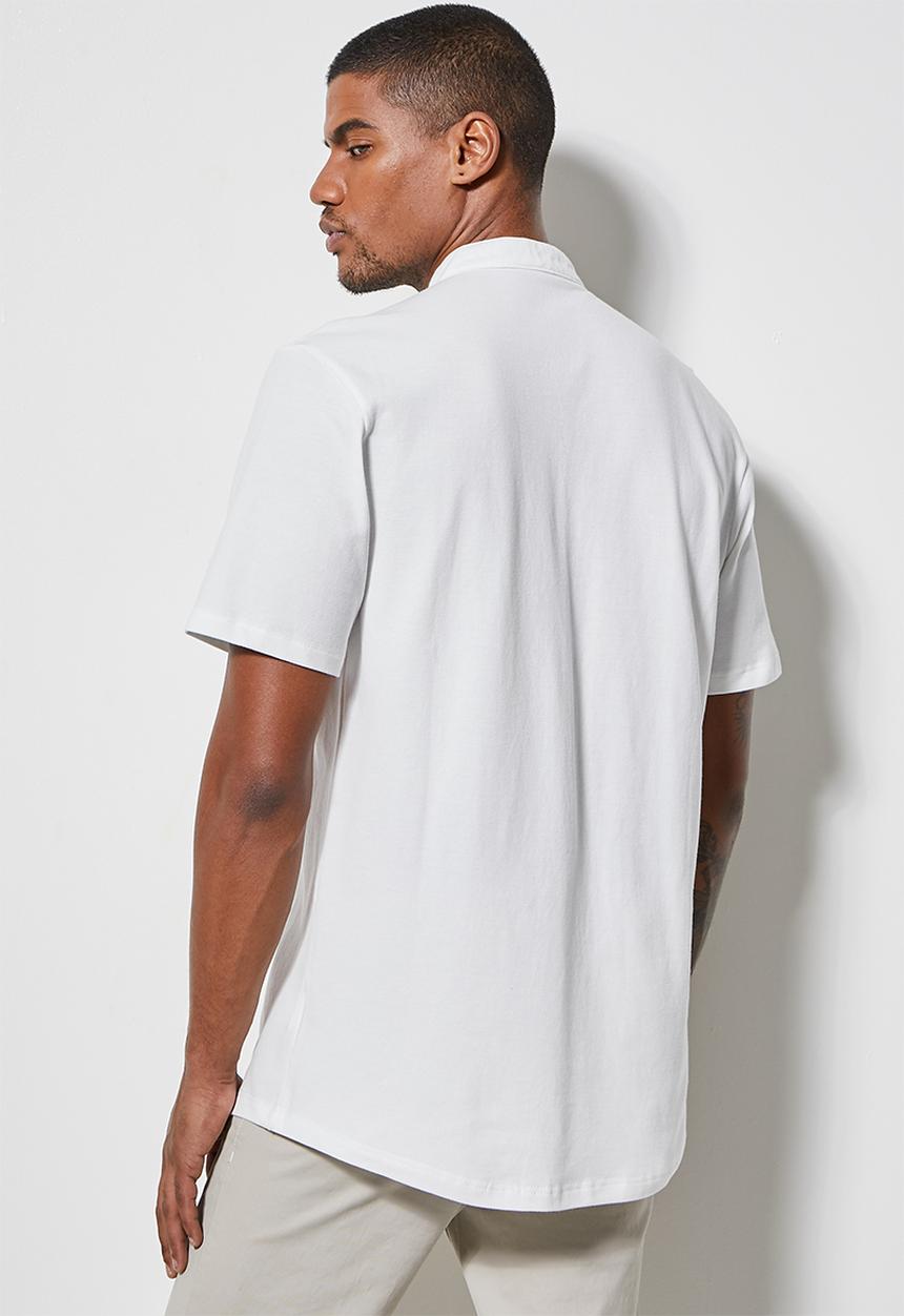Superbalist - Pique knit mandarin shirt - white
