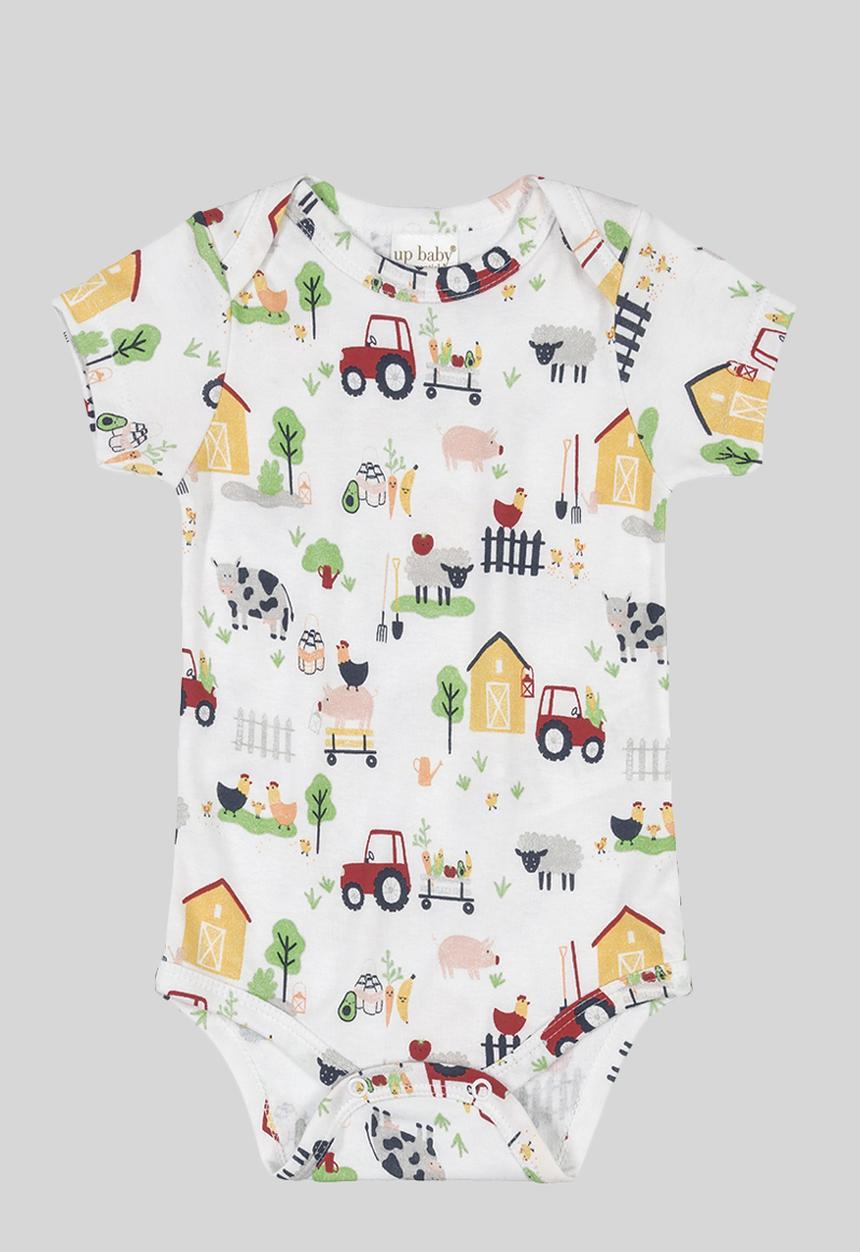 UP Baby - Printed short sleeve bodysuit - white
