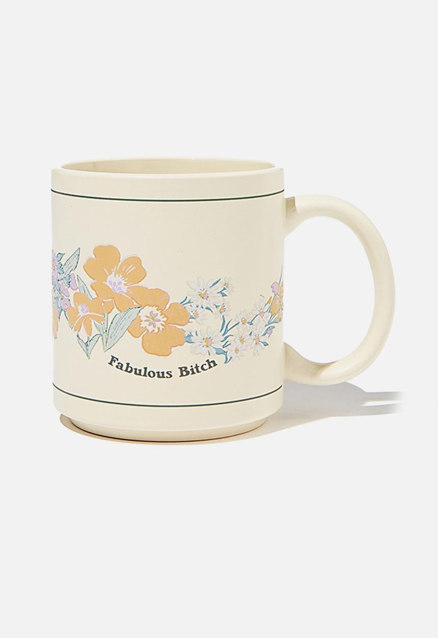 Typo - Daily mug-fabulous bitch goldie floral ecru!