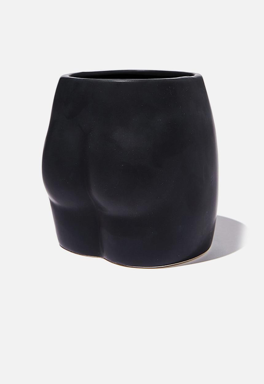 Typo - Midi shaped planter-matte black butt!