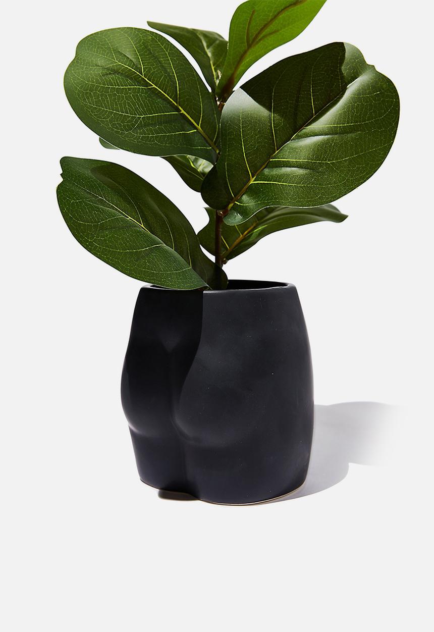 Typo - Midi shaped planter-matte black butt!