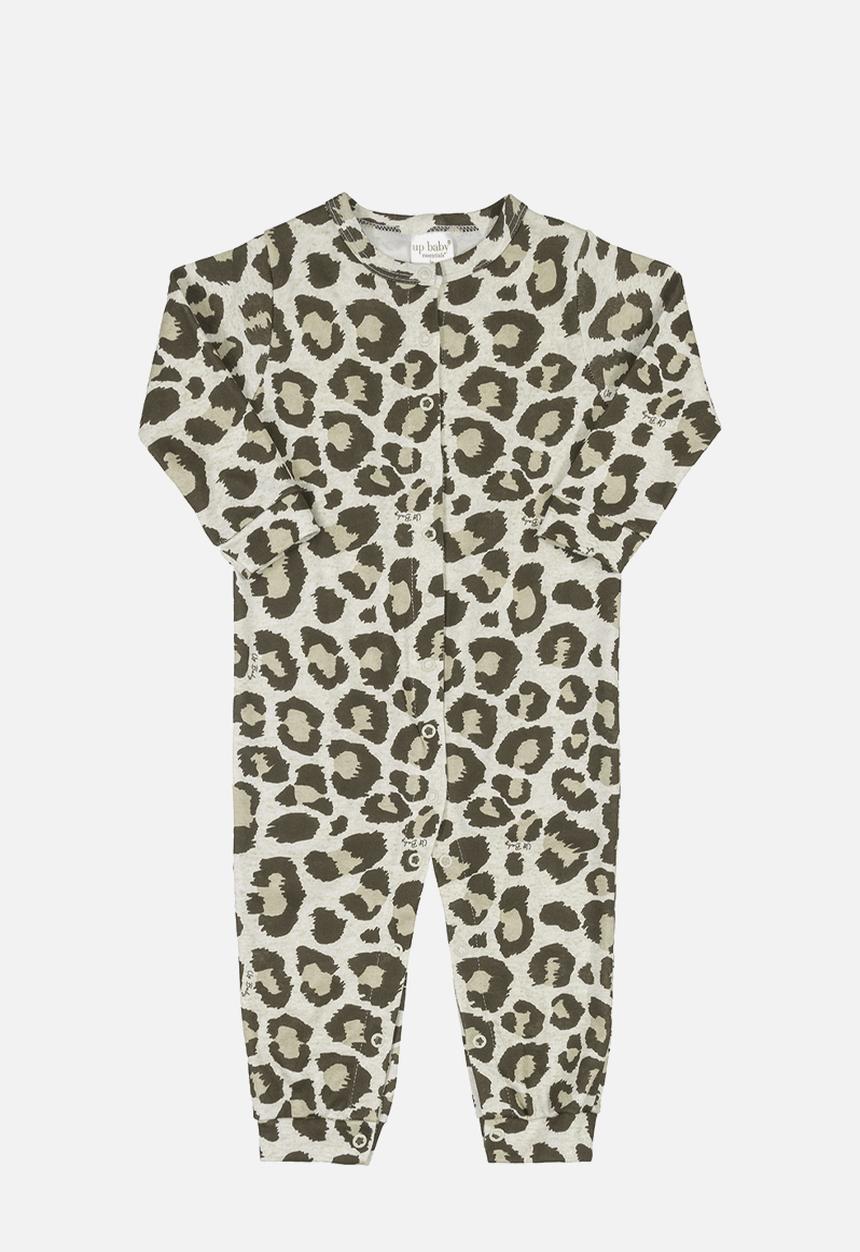 UP Baby - Leopard print babygrow - light brown