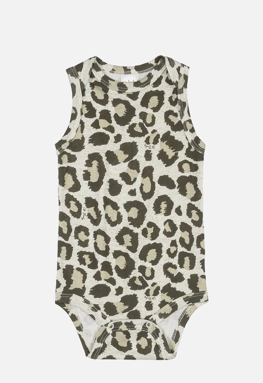 UP Baby - Leopard print babygrow - light brown