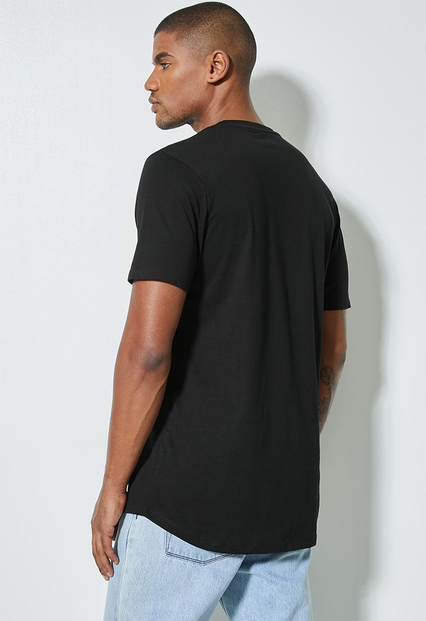 Superbalist - 3-pack barney longline curved hem tee - black