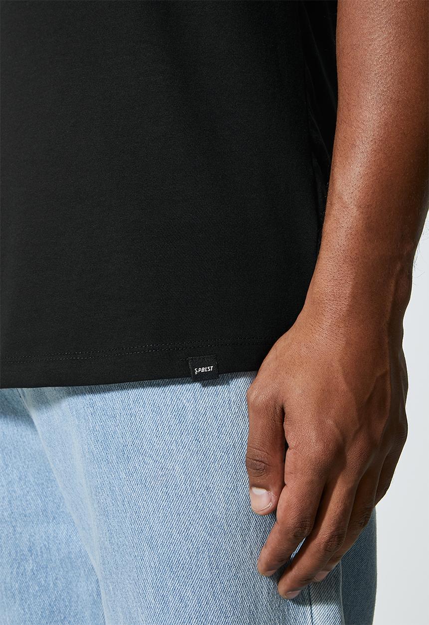 Superbalist - 3-pack barney longline curved hem tee - black