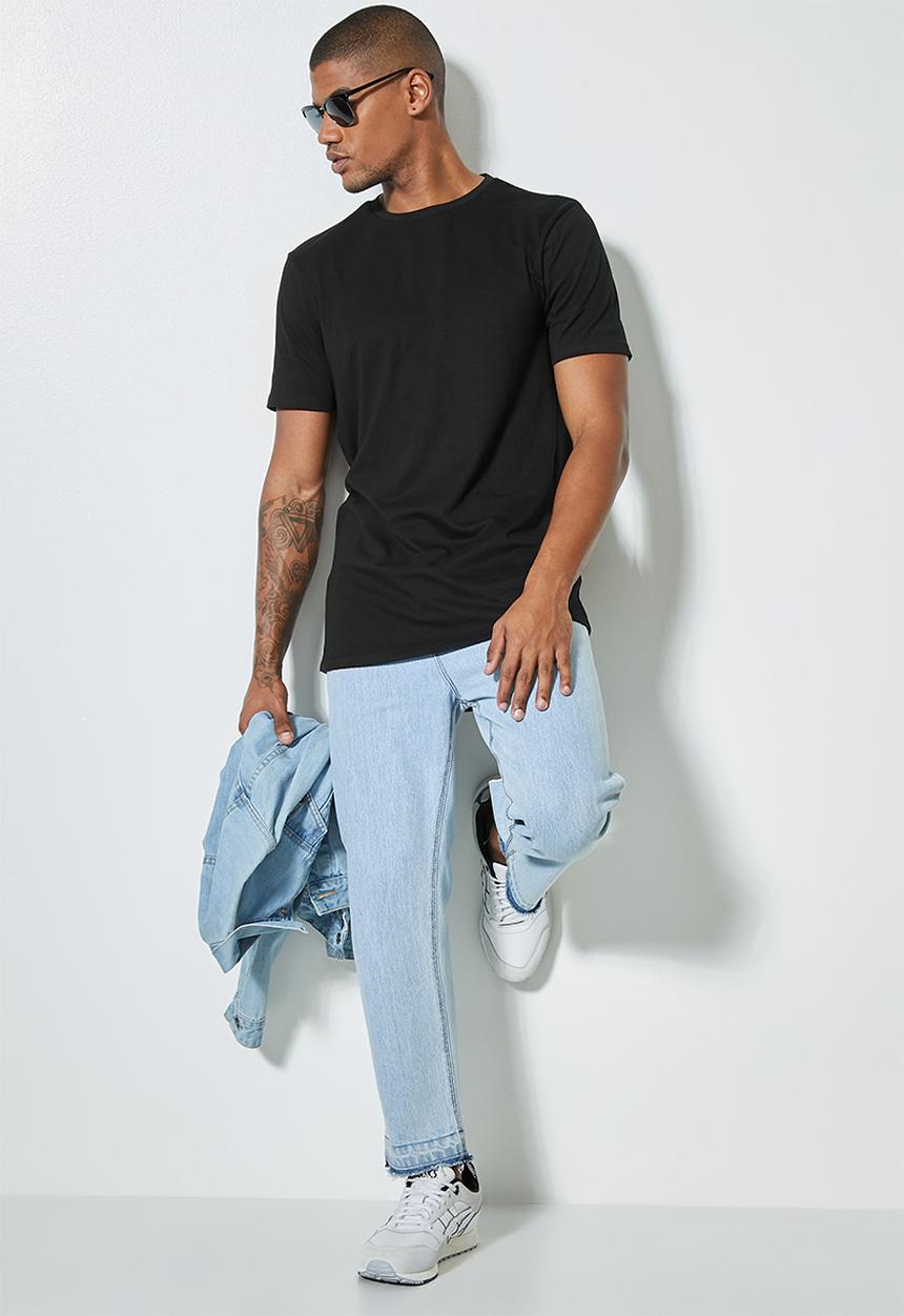 Superbalist - 3-pack barney longline curved hem tee - black