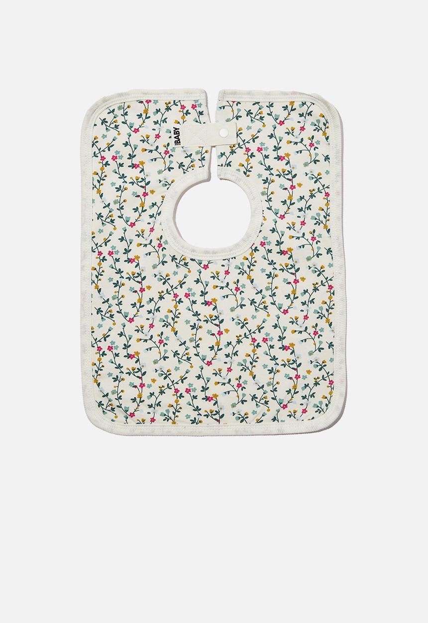 Cotton On - The square bib - vanilla/turtle green sierra floral