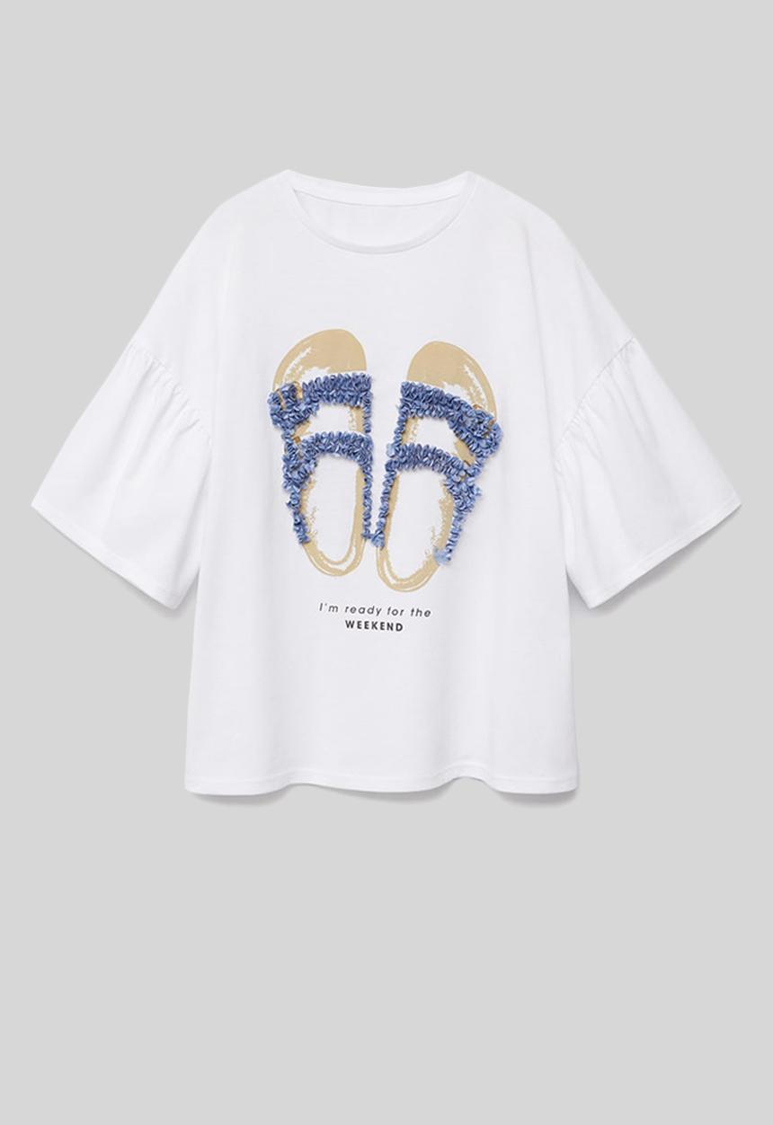 MANGO - T-shirt chancla - white