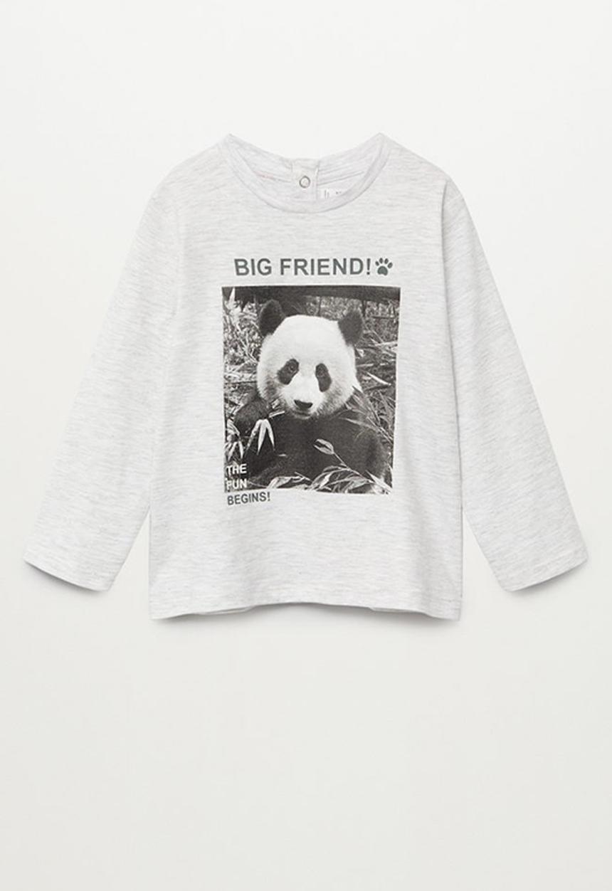 MANGO - T-shirt panda - grey