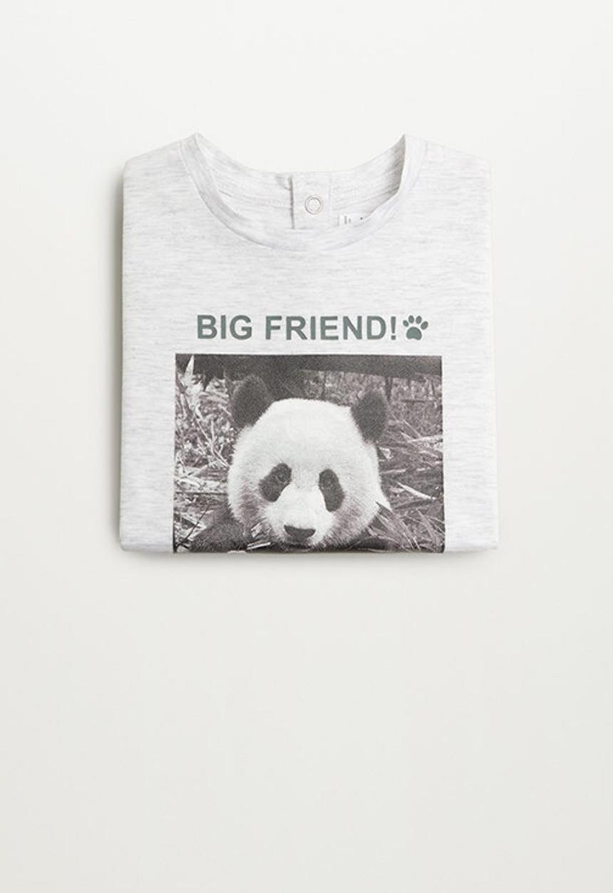 MANGO - T-shirt panda - grey