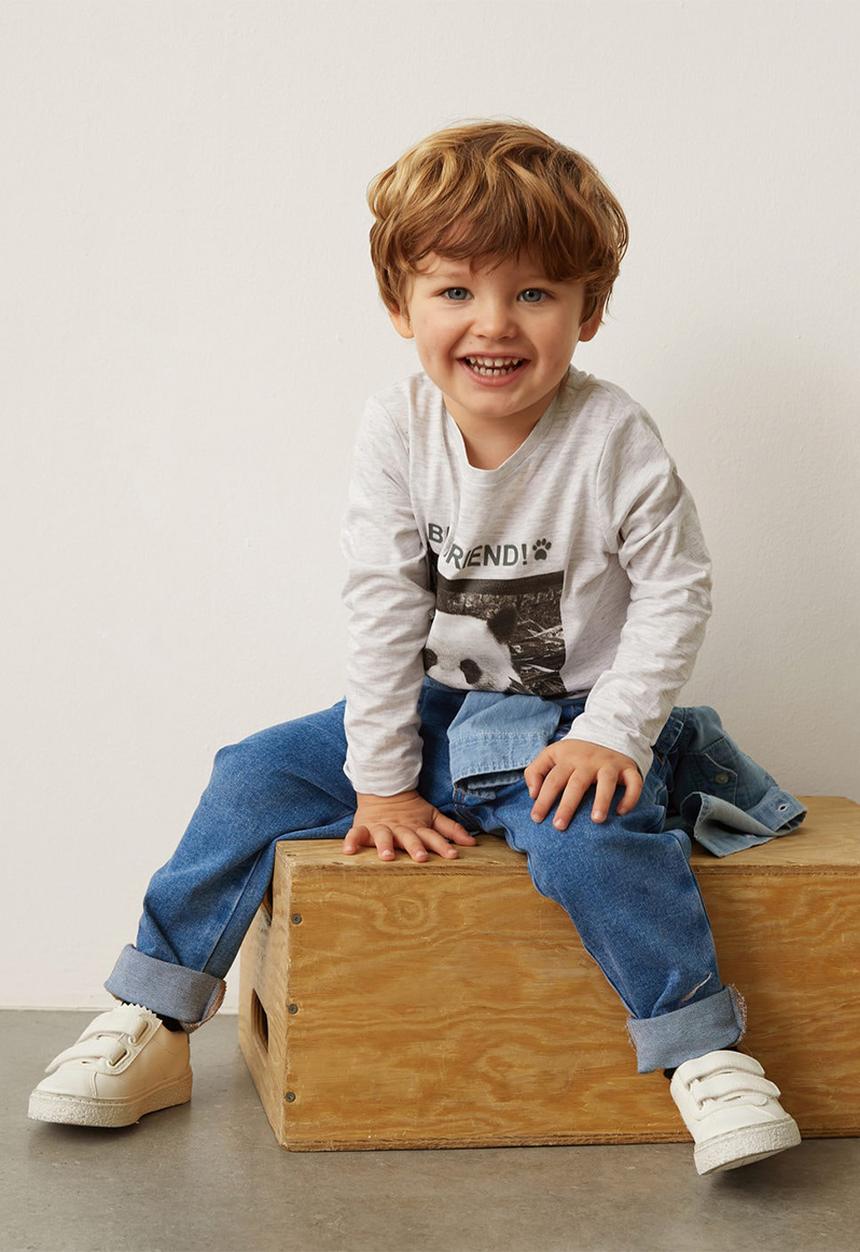 MANGO - T-shirt panda - grey