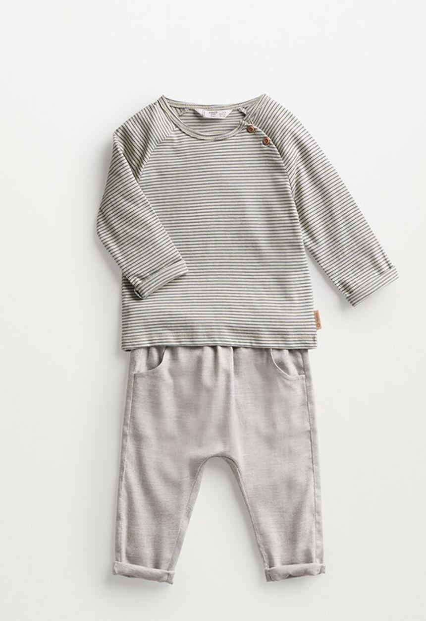 MANGO - T-shirt stripes - grey & white 