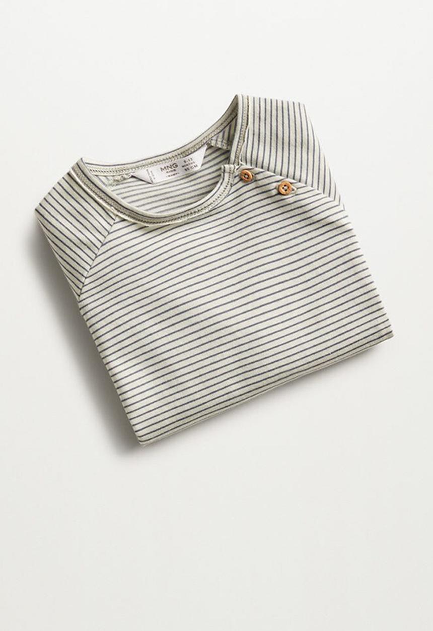 MANGO - T-shirt stripes - grey & white 