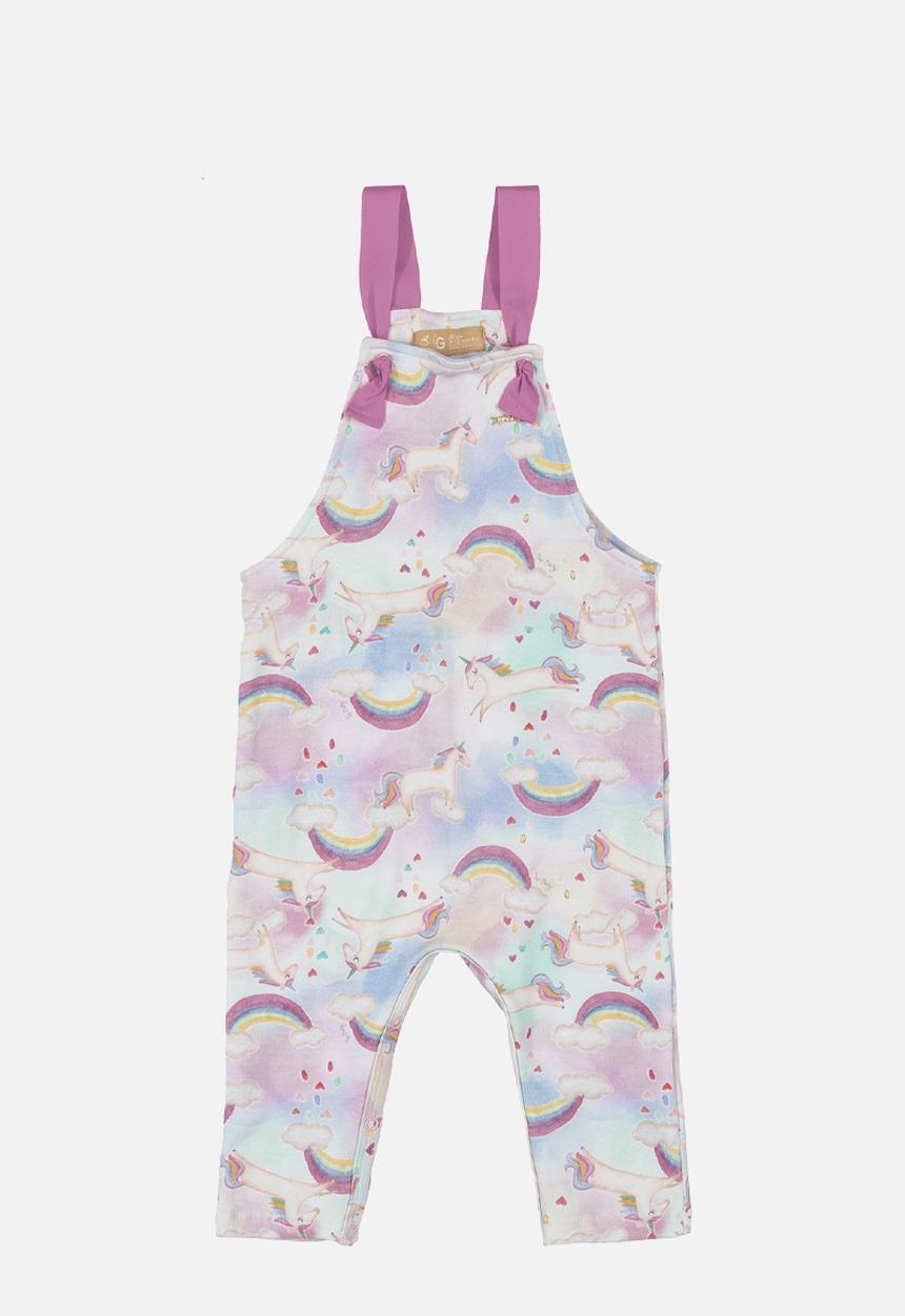 UP Baby - Rainbow dungaree & tee set - pink & blue 