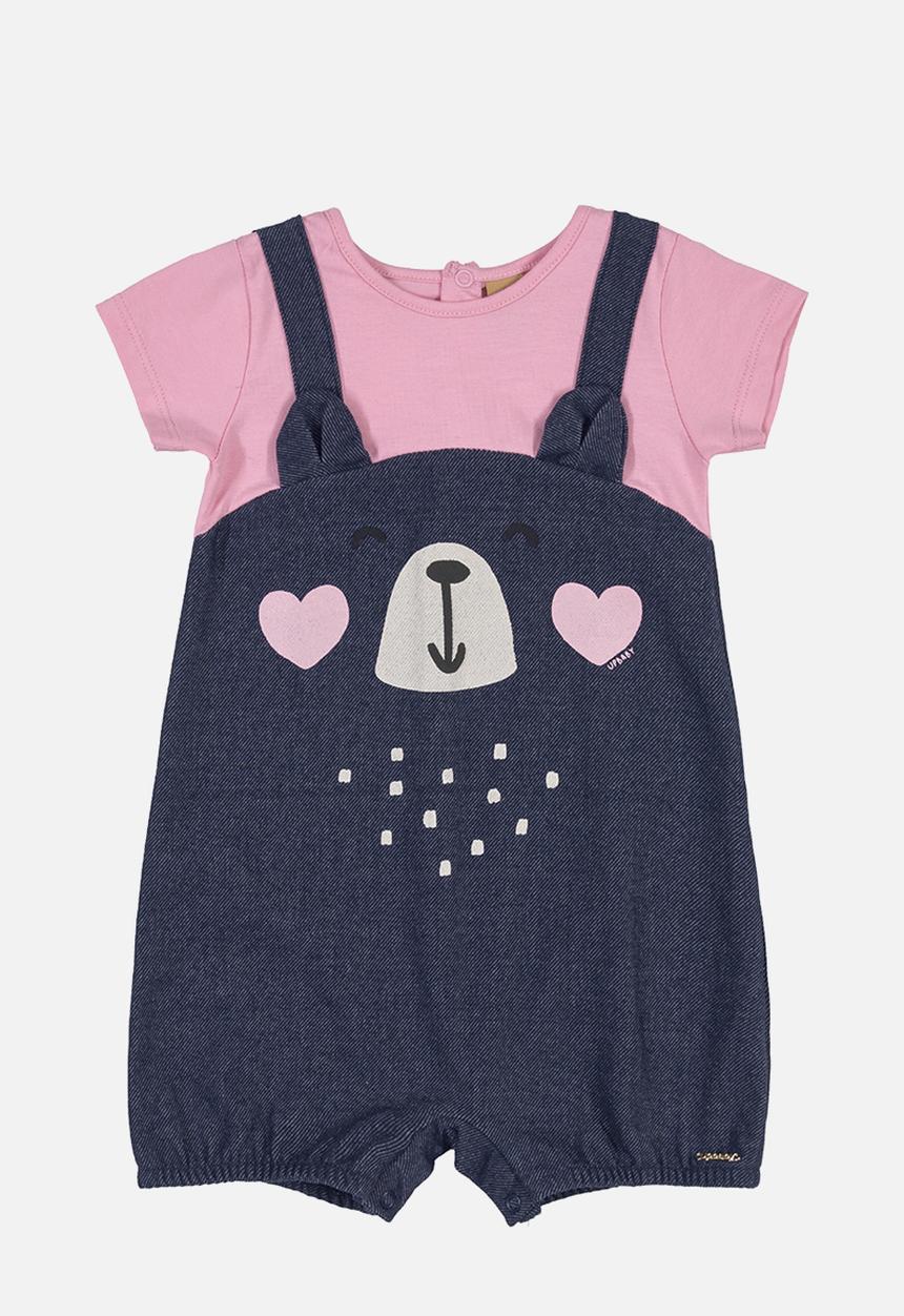 UP Baby - Sweat dungaree & tee set - pink