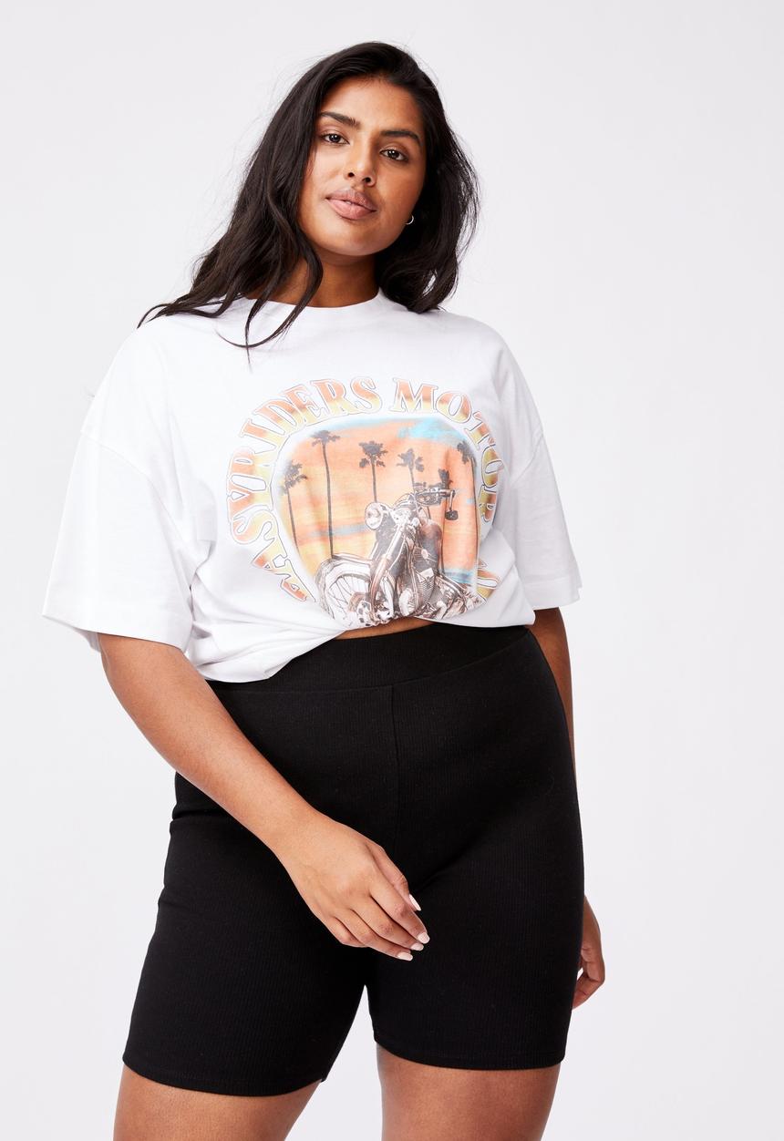 Cotton On - Curve beverly rib bike short - black