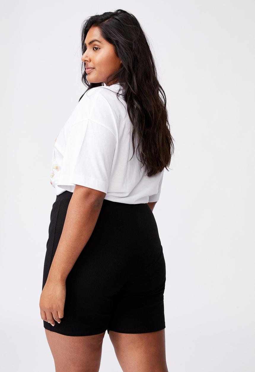 Cotton On - Curve beverly rib bike short - black