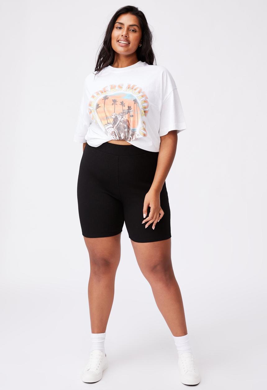 Cotton On - Curve beverly rib bike short - black