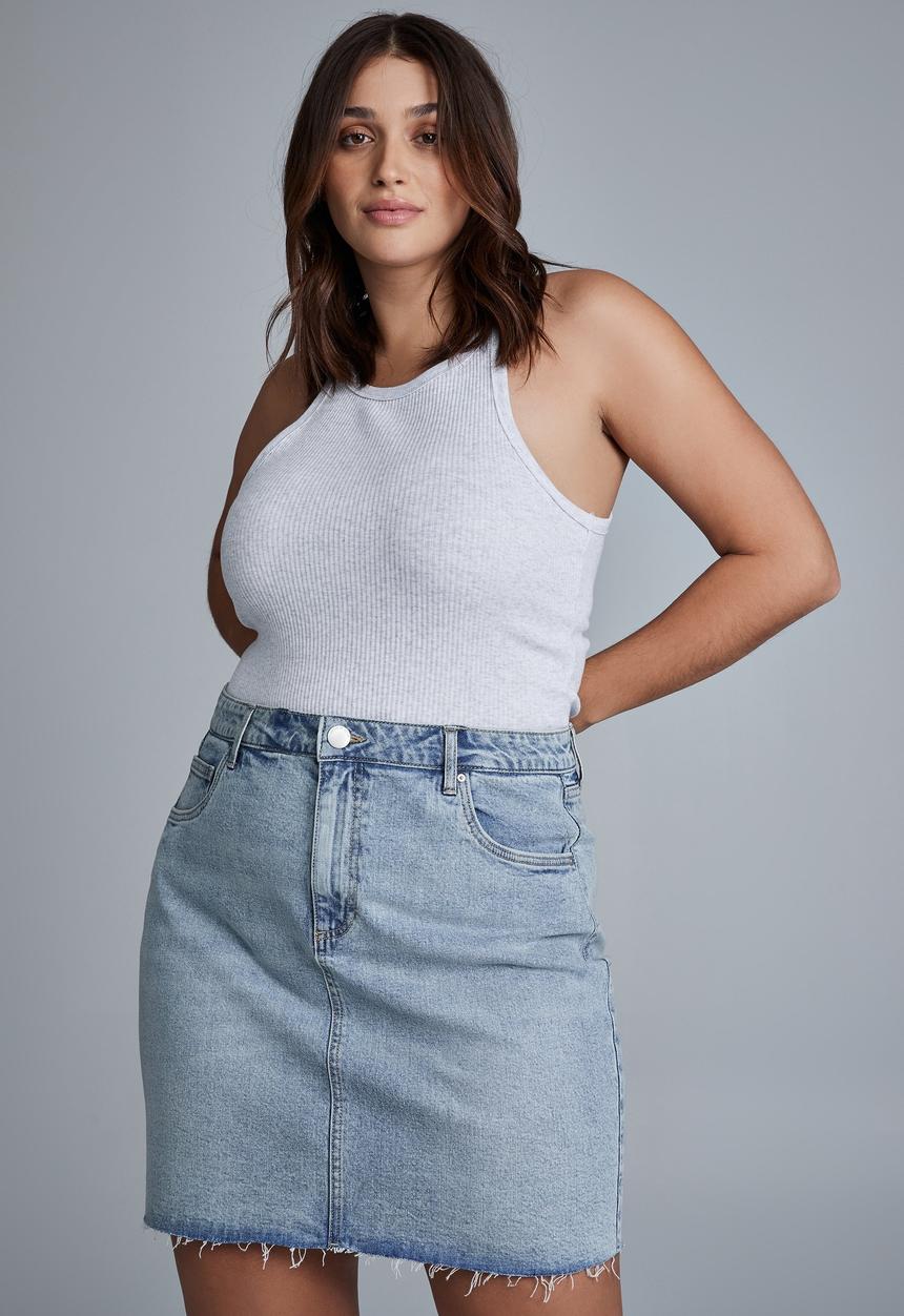 Cotton On - Curve denim mini skirt - lennox blue