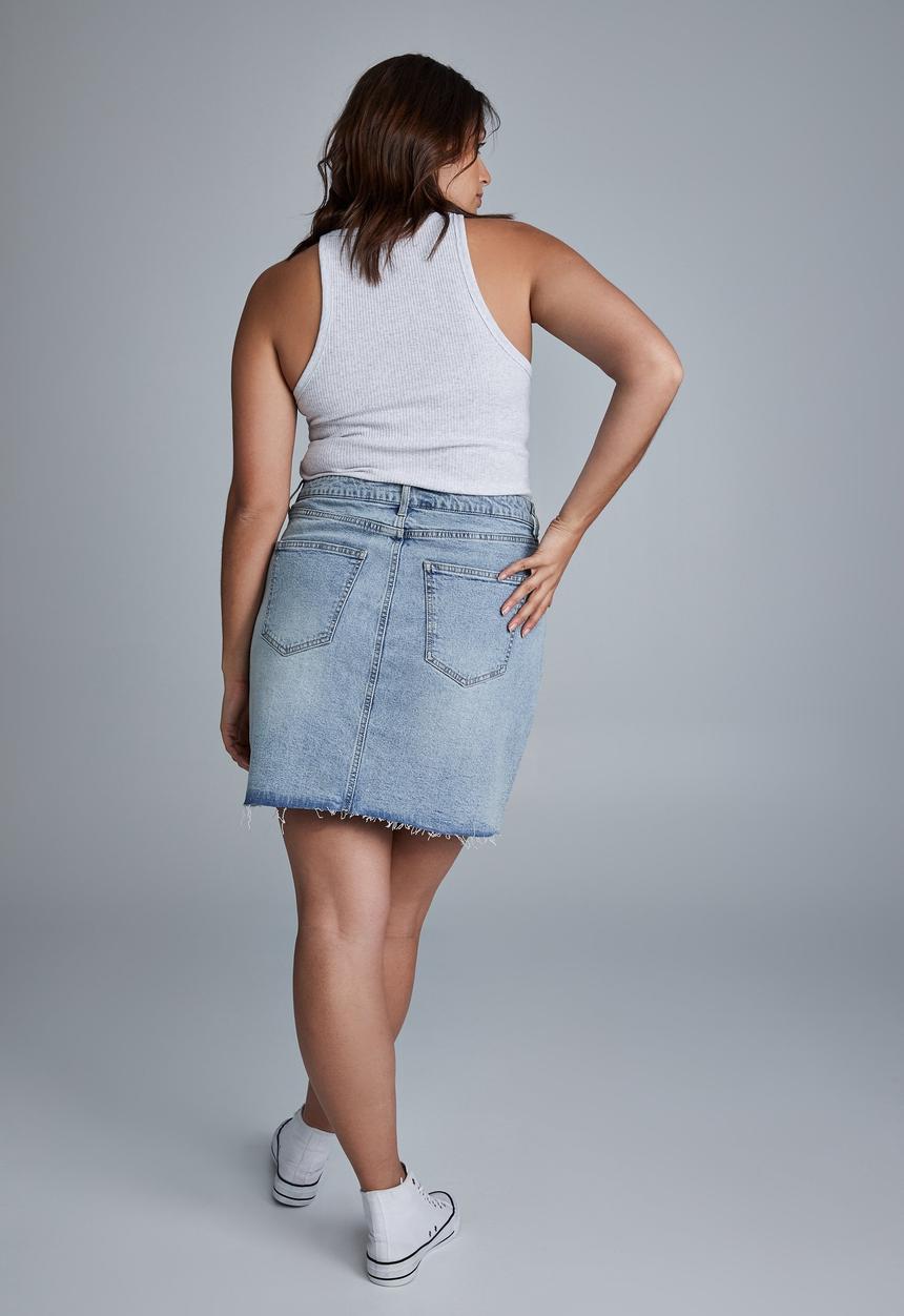 Cotton On - Curve denim mini skirt - lennox blue