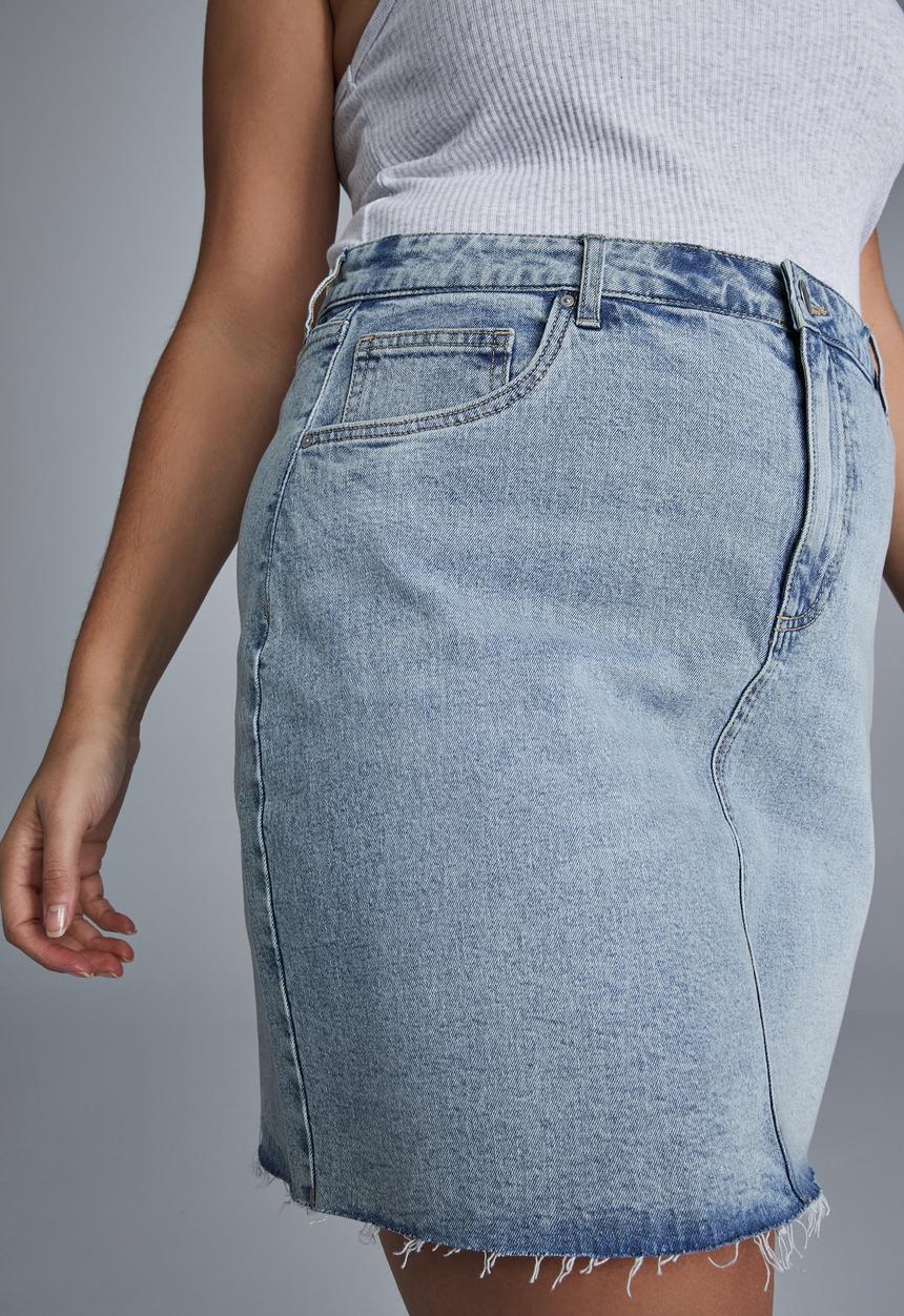 Cotton On - Curve denim mini skirt - lennox blue