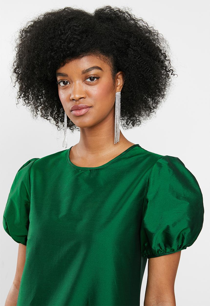 Blake - Drop waisted mini dress - green