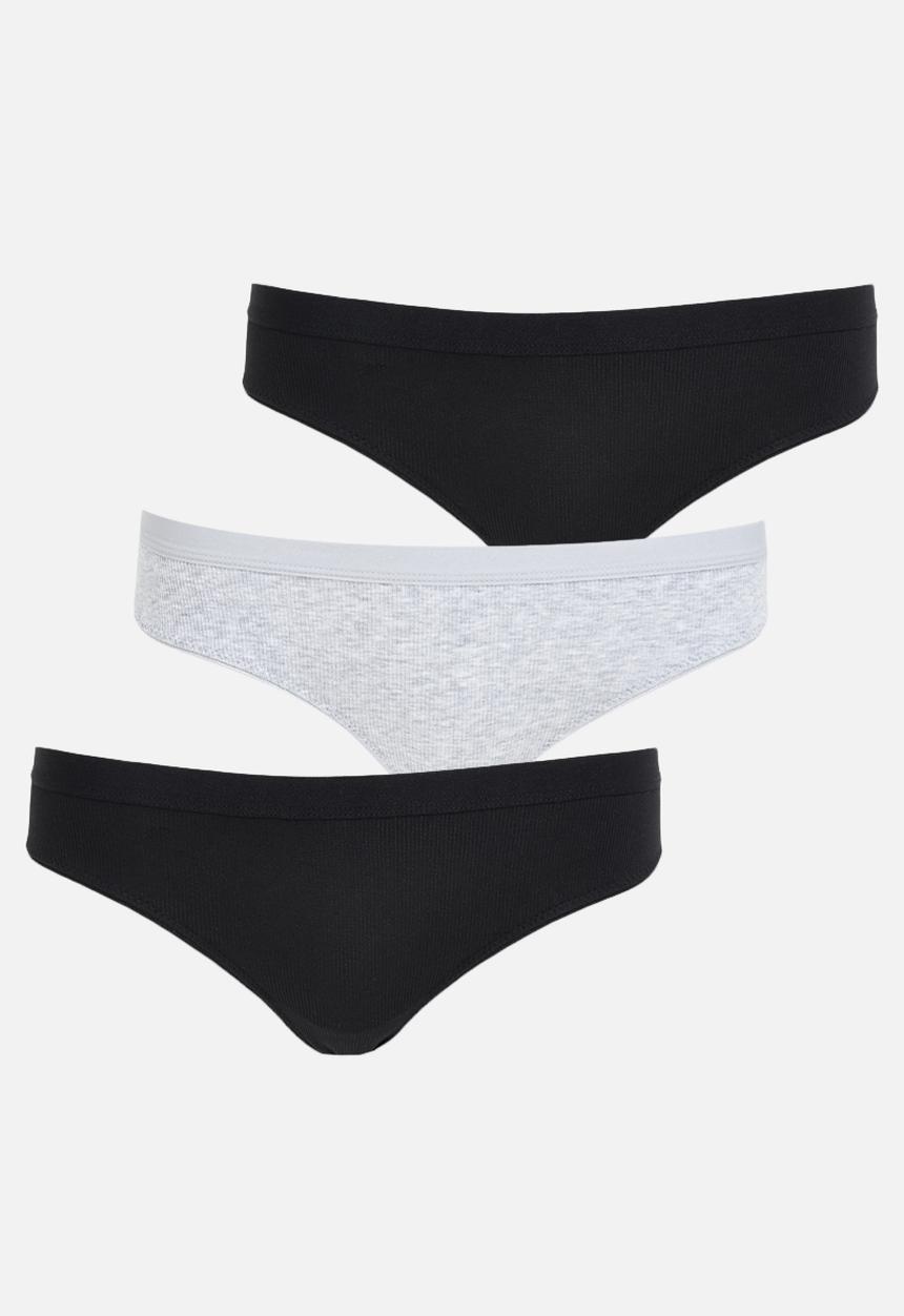 Cotton On - Cotton bikini brief 3 pack - black & grey 